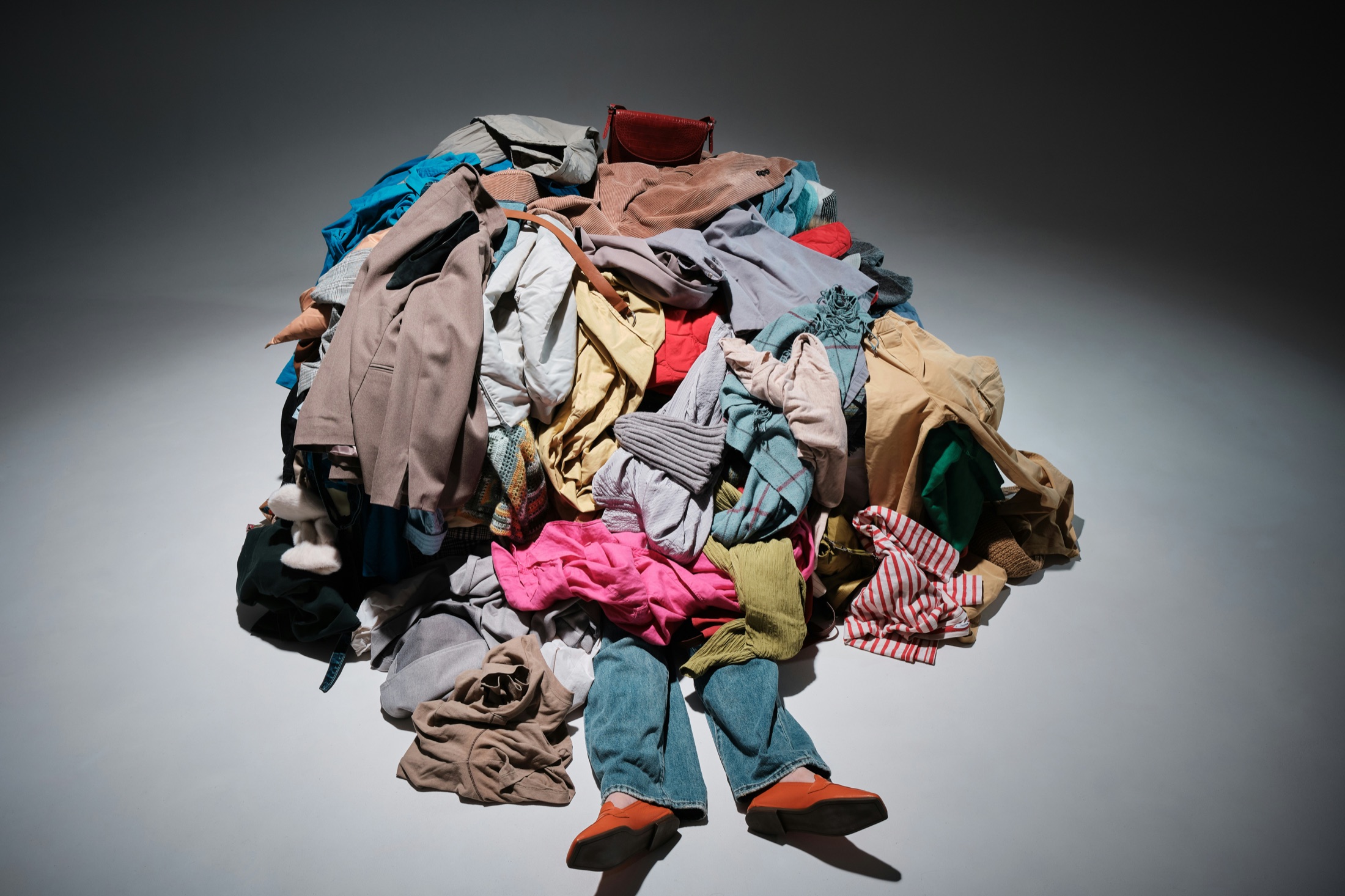 A pile of unworn clothes