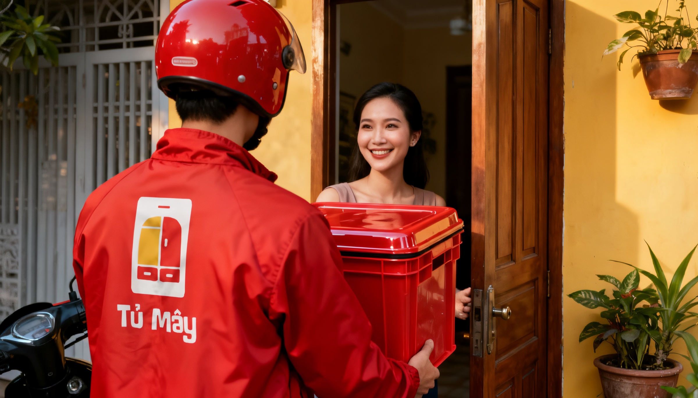 Courier at the door