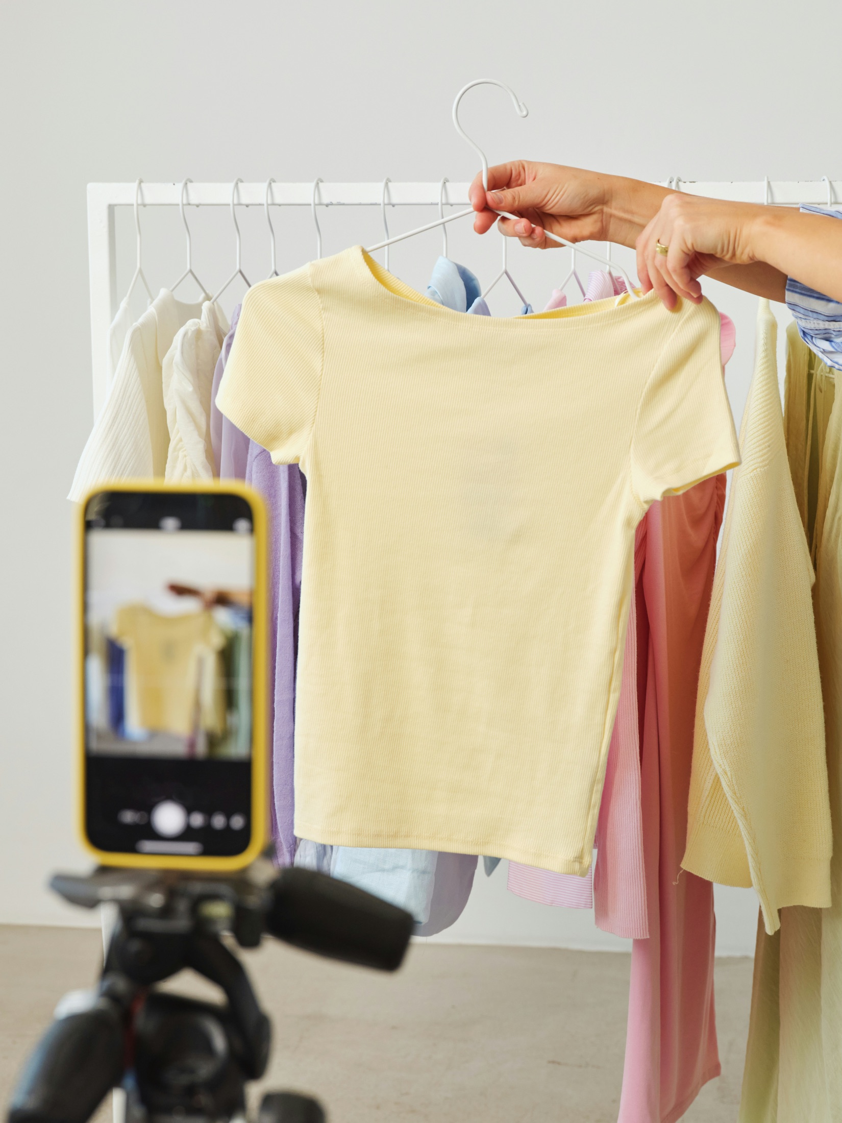 Photographing a garment on the rack